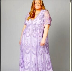 NWT A Beautiful Soul Women’s Size 2X Elegant Lavender Lace Dress